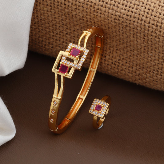 Ruby Spark Stone Bracelet with Ring