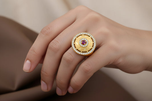 Gold Plated Ring with AD Stone