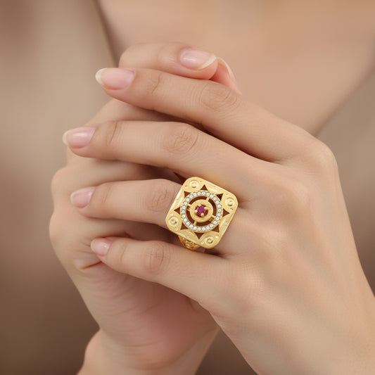 Micro Gold Finish Adjustable Finger Ring